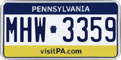PA license plate MHW3359