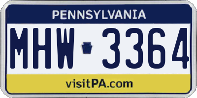 PA license plate MHW3364