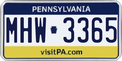 PA license plate MHW3365