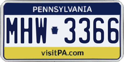 PA license plate MHW3366