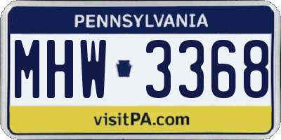 PA license plate MHW3368
