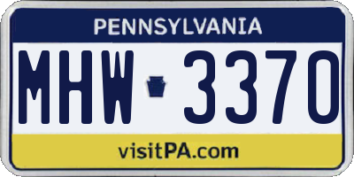 PA license plate MHW3370
