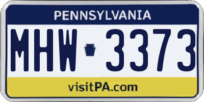 PA license plate MHW3373