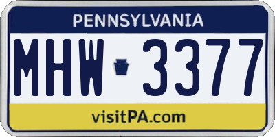 PA license plate MHW3377