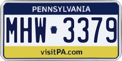 PA license plate MHW3379