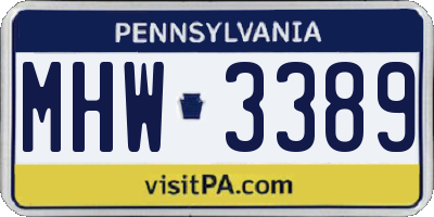 PA license plate MHW3389