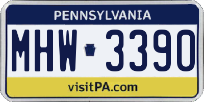 PA license plate MHW3390