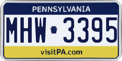 PA license plate MHW3395