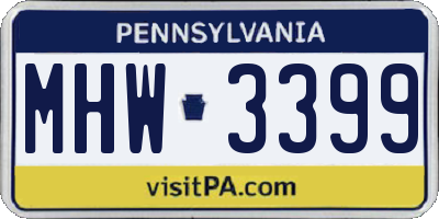 PA license plate MHW3399