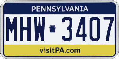 PA license plate MHW3407