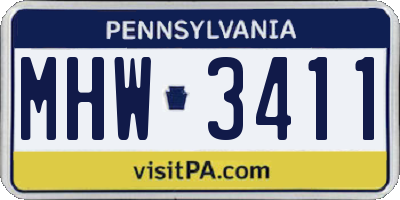 PA license plate MHW3411