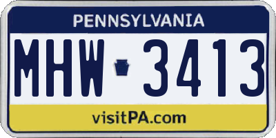 PA license plate MHW3413