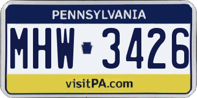 PA license plate MHW3426