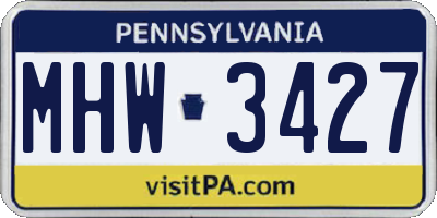PA license plate MHW3427