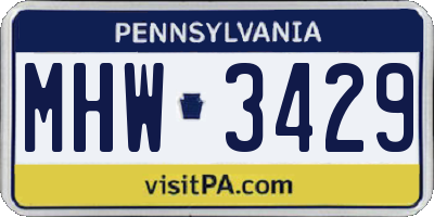 PA license plate MHW3429
