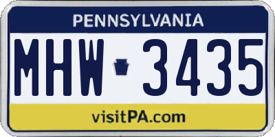 PA license plate MHW3435