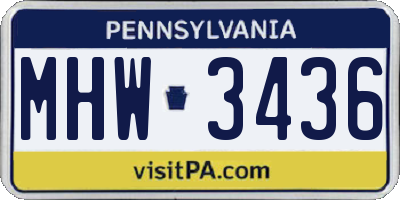 PA license plate MHW3436