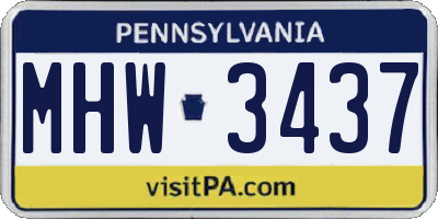 PA license plate MHW3437