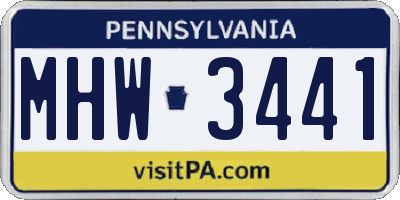 PA license plate MHW3441
