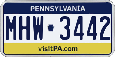 PA license plate MHW3442