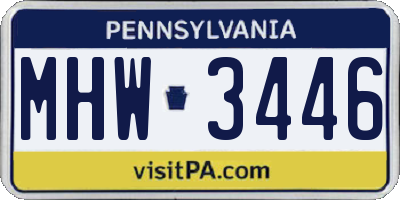 PA license plate MHW3446