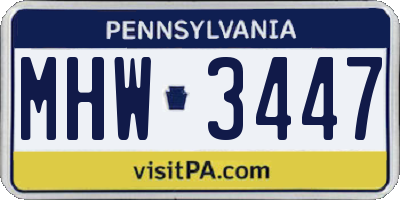 PA license plate MHW3447