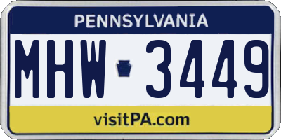 PA license plate MHW3449