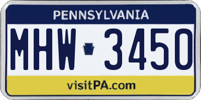 PA license plate MHW3450