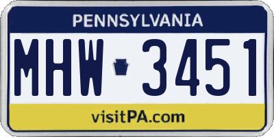 PA license plate MHW3451