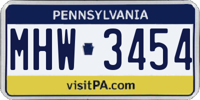 PA license plate MHW3454