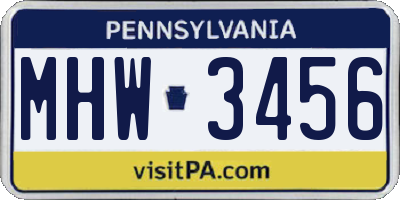 PA license plate MHW3456