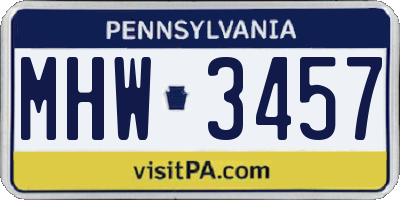 PA license plate MHW3457