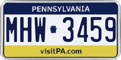 PA license plate MHW3459