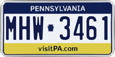 PA license plate MHW3461