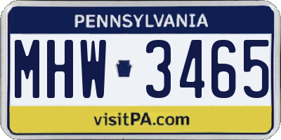 PA license plate MHW3465