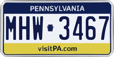 PA license plate MHW3467
