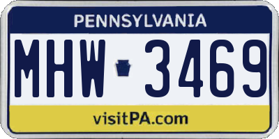 PA license plate MHW3469