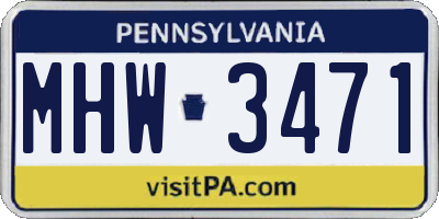 PA license plate MHW3471
