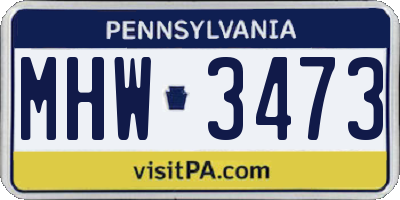PA license plate MHW3473