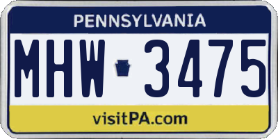 PA license plate MHW3475
