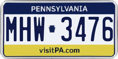 PA license plate MHW3476
