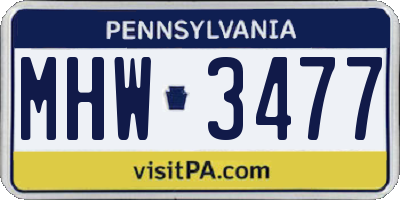 PA license plate MHW3477