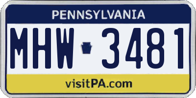 PA license plate MHW3481