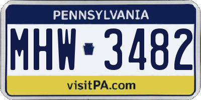PA license plate MHW3482