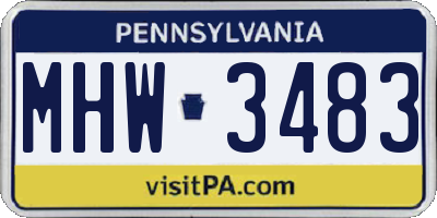 PA license plate MHW3483