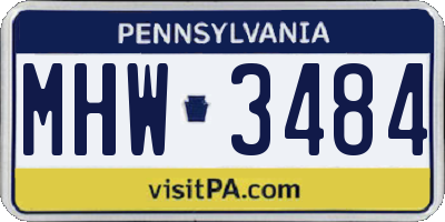 PA license plate MHW3484