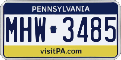 PA license plate MHW3485