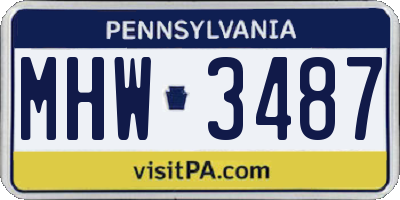 PA license plate MHW3487