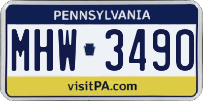 PA license plate MHW3490