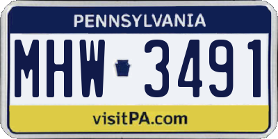 PA license plate MHW3491